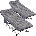 LILYPELLE 2 Pack Folding Camping Cot W/Mattress, 78" L x 32" W x 18" H Cot Bed, Heavy Duty Wide Camping Cot XXL for Adults, Portable Sleeping Cot Bed for Travel Camping/Office, Home Nap
