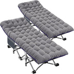 LILYPELLE 2 Pack Folding Camping Cot W/Mattress, 78" L x 32" W x 18" H Cot Bed, Heavy Duty Wide Camping Cot XXL for Adults, Portable Sleeping Cot Bed for Travel Camping/Office, Home Nap