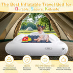 Inflatable Toddler Travel Bed - Portable Toddler Kids Travel Bed with Safety Sides Complete Kids Air Mattress Set with High-Speed Pump, Ideal for Vacation Camping and Sleepover (60 Inches)