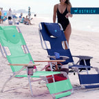 Ostrich Deluxe Padded 3-N-1 Lightweight Portable Adjustable Outdoor Folding Chair for Lawn Beach Lake Camping Lounge with Footrest, Teal (4 Pack)