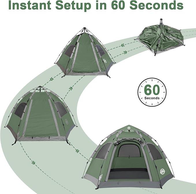 ADSMART Instant Tents for Camping 2/3/4/5 Person Tent Waterproof Easy Setup Sets Up Backpacking Tents with Carry Bag for Outdoor Hiking