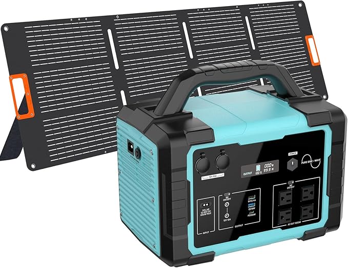 Solar Generator 1800W IB-1800 Portable Power Station with 200W Solar Panel Included, 1024Wh LiFePO4 Battery with 120V AC Outlet for RV Camping Outdoor Home Emergency Backup, Fast Charging