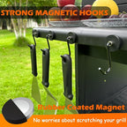 Magnetic Grill Hooks, Strong Magnetic Hook for Grill, Heavy Duty Magnet Hanger for Utensils, Powerful Magnet Hooks for BBQ Tools Refrigerator Toolbox Locker Kitchen Office, 4 Pack