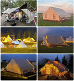 Large Luxury Inflatable Camping Tent Cotton Canvas Tent, Breathable and Waterproof Air Tent with Skylight and Stove Jack Hole for for 4-6-8-10 Person Family Camping
