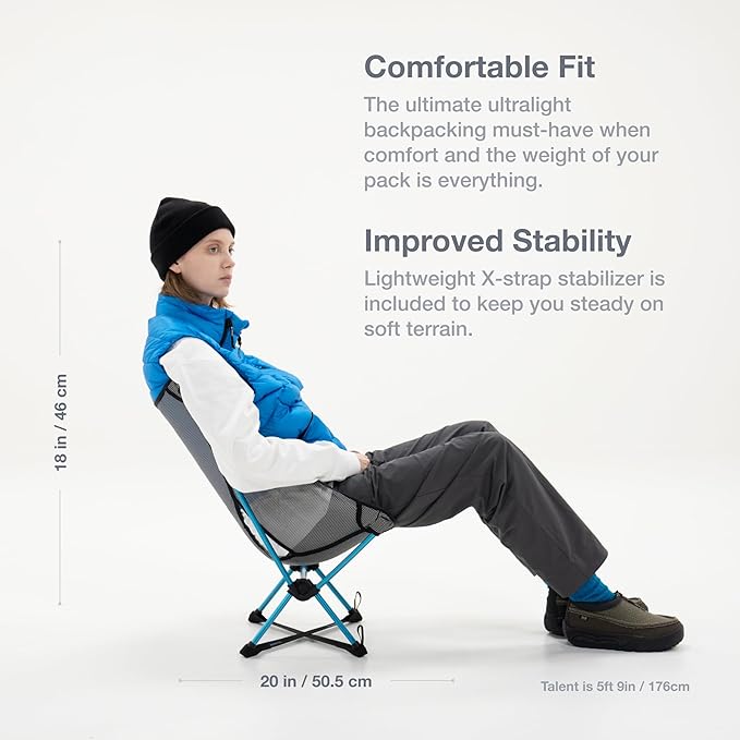 Helinox Chair Zero LT, 1.12 lbs Lightweight Camping Chair, Durable Ripstop, Compact Size, Portable and Packable Seat, Strong and Ultralight Frame, Backpacking Travel Essential, Melon