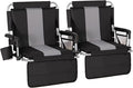 LET'S CAMP Folding Stadium Seat Bleacher Chair with Cup Holder, Mesh Bag and Hide Hooks, Portable Stadium Chair with Back and Cushion
