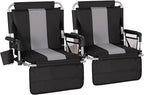 LET'S CAMP Folding Stadium Seat Bleacher Chair with Cup Holder, Mesh Bag and Hide Hooks, Portable Stadium Chair with Back and Cushion