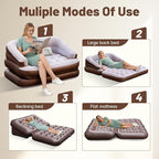 Full Size Inflatable Sofa Bed with Air Pump,2-in-1 Blow-Up Couch and Folding Air Mattress Bed for Home,Camping,and Guests