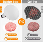 HULISEN Burger Smasher, Stainless Steel Smashed Burger Press, 6 Inch Hamburger Press for Griddle, Heavy-Duty Grill Press with Wood Handle, BBQ Accessories Tool, Weights 1.24 lb, Gift Wrapping