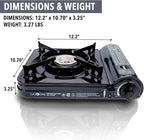 Gas One 10,000 BTU Portable Butane Gas Stove with 4 Pack Fuel and Carrying Case - Midnight