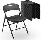 VINGLI Folding Chairs, Plastic Foldable Chair, Capacity up to 350 lbs, Portable Seating for Indoor Outdoor Events Parties Camping Work School Commercail (20, Black)