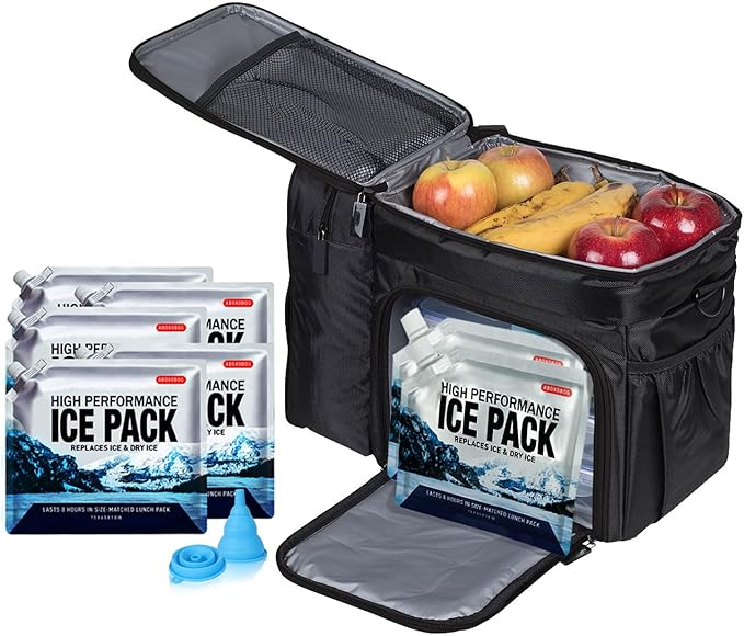 Reusable Ice Packs for Coolers Long Lasting Gel Freezer Packs for Cooler Bag Lunch Box,Keeps Food Cold Fresh (3 Pack, L(9.8"x9.8"))