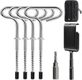 Ice Anchor Tool Kit for Ice Fishing Shelter, Includes 1 Drill Adapter, 4 Threaded Pegs, 1 Storge Bag, and 1 Impact Socket, Heavy Duty Ice Fishing Tent Stakes, Portable Ice Shelter Setup Tools