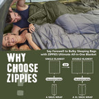 3M Thinsulate Insulation Puffy Camping Blanket for Cold Weather, Queen Size Warm Camping Quilt with Zipper, Waterproof Outdoor Sleeping Bag for Hammock, Cozy & Versatile Gift for Men and Women