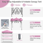 Tangkula 6.6x6.6 Ft Pop Up Canopy, 1 Person Instant Setup Canopy Tent with Center Lock, UPF 50+ Sun Protection, 8 Stakes, 4 Ropes, Portable Outdoor Canopy with Carrying Bag
