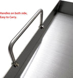 Direct Store Parts DS125 Stainless Steel BBQ Cooking Griddle, Universal Flat Top Griddle with 2 Handles for Most Gas Grills, W12.5"×D16"×H2.75", Heavy Duty Stainless Steel Griddle 1PC, Small Size