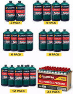 FlameProOutdoors™ 2 Pack 16 oz Propane Fuel Tanks, Green, Metal, Lightweight, Compact, Universal Fit for Portable Grills, Torches, Camping Stoves
