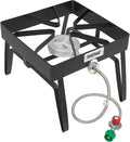 Bayou Classic Outdoor Patio Stove - Portable, 5-psi Regulator, Hose - 16 x 16 x 13 in - Stainless Steel