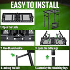 GARLLEN 2ft Folding Grill Table Max Capacity 66lbs, 3-Height Adjustable Folding Camping Table with Heat-Resistant Mesh Tabletop, Portable Aluminum Picnic Tables for BBQ, Outdoor, 22.8" L x 15.7" W