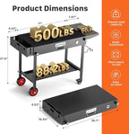 Portable Grill Table Cart with Wheels Foldable Blackstone Griddle Stand for 17"/22" Griddles, Ninja Woodfire Grill & Weber, Outdoor BBQ Prep Table with Storage Shelf Caddy for Camping, Tailgating