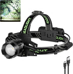 1Pack Rechargeable Headlamp Super Bright, 99000 Lumens LED Head Lamp with 3 Modes, 90°Angle & Adjustable Focus Head Lights for Forehead, IPX6 Waterproof HeadLamps for Adults Camping Hiking