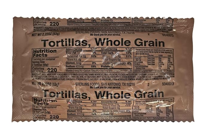 MRE (Meal Ready to Eat) BREADS - Authentic USGI US Military Ration Components - Many Bread Options to Choose from - Available in 3,6,12,24,48 and 100 Packs (12, Tortillas, Whole Grain)