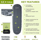 ATEPA ThermAir Mummy Backpacking Inflatable Sleeping Pad, 6.5 R-Value Insulated Ultralight Portable Sleeping Pad Thick Camping Mat with Pump Sack for Camping Backpacking Tent, Wide Long Size 72"x21"