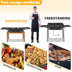 Bonnlo 3 Burners Propane Gas Stove, 225,000 BTU Portable Outdoor Camp Cooker Stove with Regulator, Side Shelves, Foldable Windpanel, Adjustable Height & Carrying Bag for Backyard, Camping, Tailgating