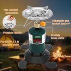 Camping Stove Propane, Portable Backpacking Cooker with Single Burner, Adjustable Flame, Foldable Base, Camp Stove Kit for Outdoor Cooking, Hiking, Emergency Essential (Fuel not Included)