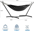 GarveeLife Double 2 Person Hammock, Indoor Outdoor Standing Hammock with Space Saving Steel Stand, Carry Bag, 450 LBS Weight Capacity, Suitable for Garden Camping Beach, Onyx