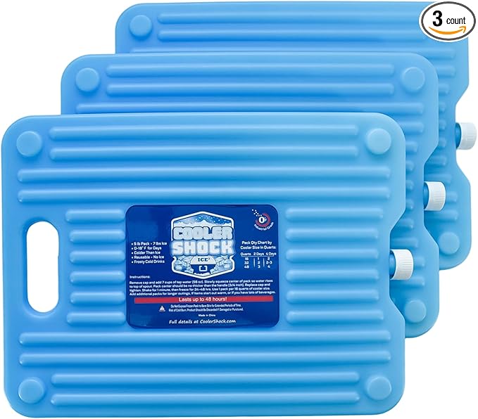 Cooler Shock Ice Packs - Reusable, Premium, Large Pack and Lunch Set for Long Term Use - Cools Faster Than Ice - Cooler Accessories