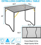 Portable Folding Grill Table, 3ft Outdoor Grill Table with Mesh Tabletop, Metal Grid Table for Camping, Picnic, BBQ, RV