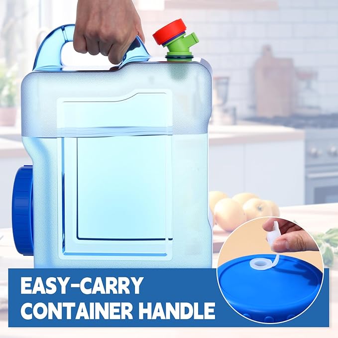 2 Pack 1.7 Gallon Water Container with Spigot Portable Water Tank for Camping No Leakage Watering Dispenser Jug with Tap for Road Trips Outdoor Hiking Emergency Storage Vehicle Picnic Home