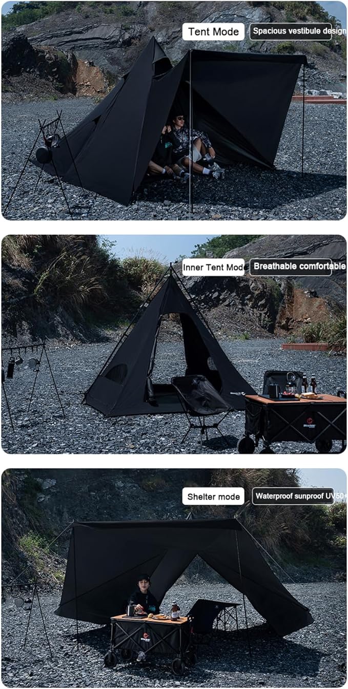 Tent for 3-4 Person, Oudoor Camping Hot Tent Indian Tent Waterproof Shelter Yurt Tents for Outdoor Family Hiking