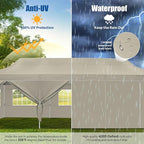HOTEEL 10x30 Heavy Duty Pop up Canopy Tent for Parties with 8 Sidewalls, Easy Setup Outdoor Commercial Instant Gazebo for Wedding Event, with Portable Bag & Sand Bags, Khaki(Hexagonal Frame)