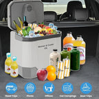 35 QT (33 L) Electric Cooler & Warmer, Portable Car Refrigerator With Automatic Locking Handle, 12V Car Cooler for Vehicle & Trucks, 110V AC Home Power Cord, Plug In Coolers, Grey