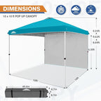 EAGLE PEAK Commercial Canopy 10x10 Pop Up Canopy Tent with 1 Sidewall, Easy Setup Heavy Duty Instant Event Shelter for Vendors & Markets, Outdoor Sun Shade, Turquoise