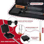 Campfire Pie Iron 4.9" Large Cast Iron Sandwich Maker for Camping 2 Pcs with Storage Bag - 22.6 inch Thickened Handles - Campfire Cooking Equipment for Grilling & Outdoor Cooking