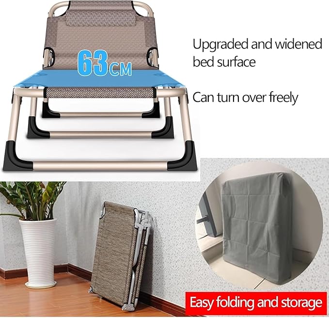 Breathable Camping Cot, 4-Position Folding Chaise Lounge Chair, Portable Folding Bed for Office/Home Nap, Sturdy Frame Tent Cot