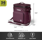 CORE Magnetic Leak Proof Soft Cooler with Waterproof Zipper | Insulated Bag Portable Ice Chest Box | Best Soft Cooler for Food & Beverages for Tailgating, Car Camping, Travel, and Family Beach Picnics