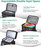 Tactical Lunch Box for Men, Large Insulated Lunch Bag for Adult, Heavy Duty Double Deck Expandable Lunch Cooler Bag with American Flag, Leakproof Soft Lunch Pail for Work Office Camping - Camo Green