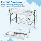 Goplus 42.5'' Folding Fish Cleaning Table with Sink and Spray Nozzle, Portable Camping Sink Table with Faucet, Drainage Hose, Grid Rack, Knife Groove, Outdoor Fish Fillet Cleaning Station for Picnic