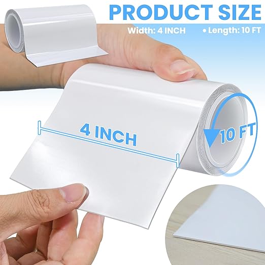 Waterproof Repair Tape for Fabric, Plastic, Awning, RV Underbelly, Tarp, Tent, Sail and Boat Cover Outdoor Repair Patch, Heavy Duty,4 Inch x 10FT White