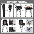 Extra Tall Folding Chairs for Adults 330lbs with Adjustable Backrest, Portable Bar Height Foldable Director Chairs with Lumbar Support, Comfortable with High Back and Footrest, Black