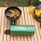 INFOOD Portable Butane Gas Camping Stove - 7500 BTU Compact Folding Design with Carry Bag for Backpacking, RV Trips, Picnic & Outdoor Indoor Cooking, Green