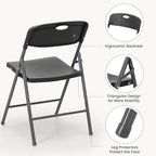 DUMOS 4 Pack Folding Chairs Heavy Duty with Ergonomic Back - Plastic Stackable Portable Dining Chiars Set, for Home and Office, Conference, Wedding, Party, Patio, Garden, for Indoor Outdoor, Black