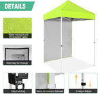 5x5 Pop Up Canopy Tent with One Sidewall, Instant Portable Beach Canopy, Outdoor Tent with Carry Bag for Camping, Sports, Tailgating, Events, Neon Green
