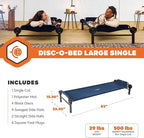Disc-O-Bed Large Outdoor Modular 1 Person Single Camping Cot Portable Bed for Adults, Sleep Solution for Tents, Navy