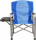 Kamp-Rite Portable Folding Outdoor Beach Patio Lawn Director's Chair w/Side Table & Cup Holder for Camping, Tailgating, and Sports, 2-Tone Blue