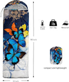 HOSIMA Butterfly Sleeping Bags for Adults and Kids for Camping,Black Gothic Ultralight Sleeping Bag for Cold Weather Summer.